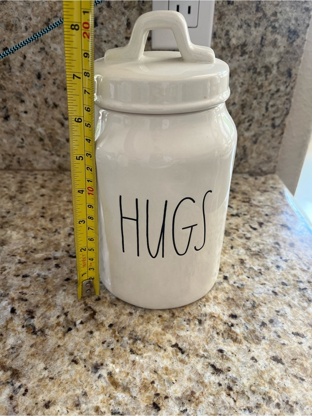 Rae Dunn White Ceramic HUGS Canister with Black Lettering Valentines